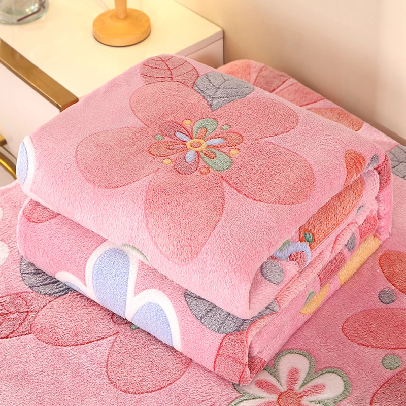 1Pc Blanket Floral Style Bedspread Fleece Blanket Plaid Travel Shawl Sofa Nap Blankets Home Bedsheet Manta