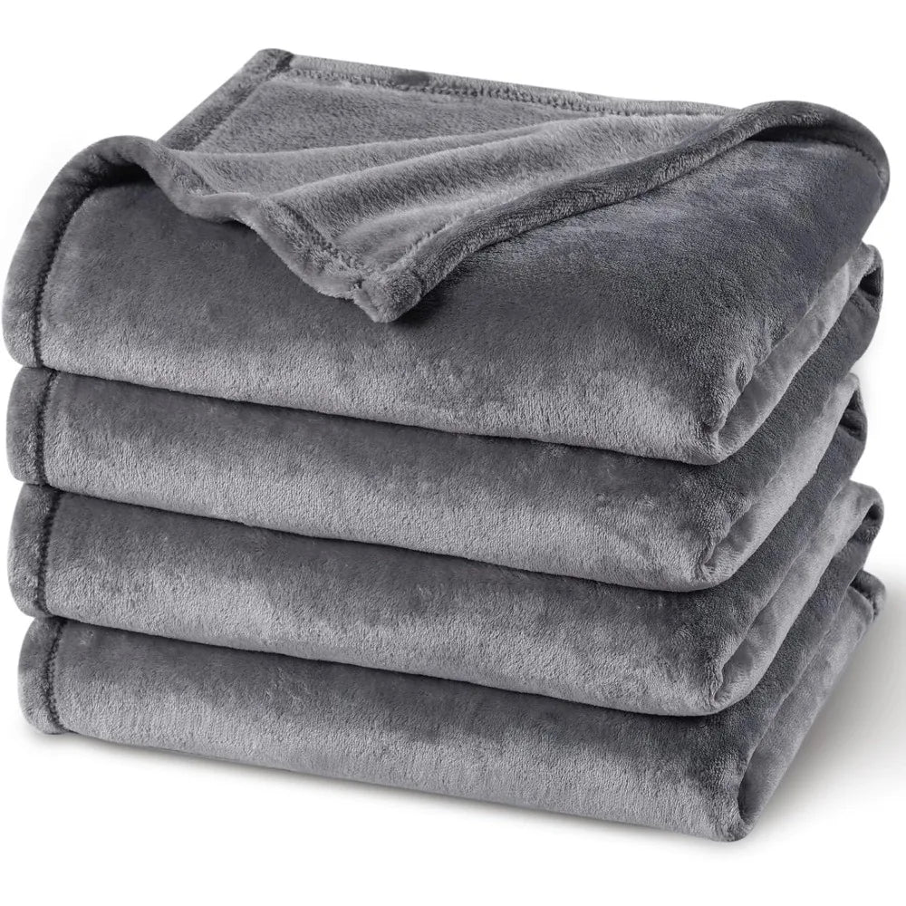 Fleece Blanket Grey Lightweight Blanket for Bed, Sofa, Couch, Movie Night, Camping, and Travel - Microplush Ultra Soft Warm