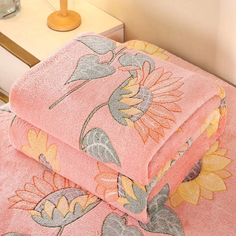1Pc Blanket Floral Style Bedspread Fleece Blanket Plaid Travel Shawl Sofa Nap Blankets Home Bedsheet Manta