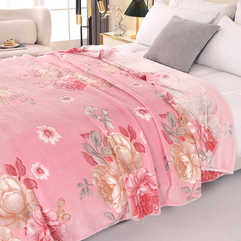 1Pc Blanket Floral Style Bedspread Fleece Blanket Plaid Travel Shawl Sofa Nap Blankets Home Bedsheet Manta