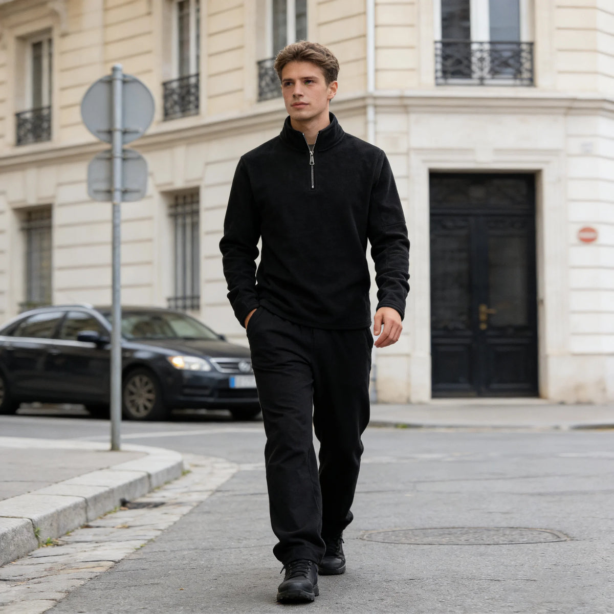 Men'S Hoodies Sweatshirts Thicken Warm Fleece Tracksuit for Men Zipper Neck Pullover Men'S Winter Clothing Soft Shell Men Hoodie
