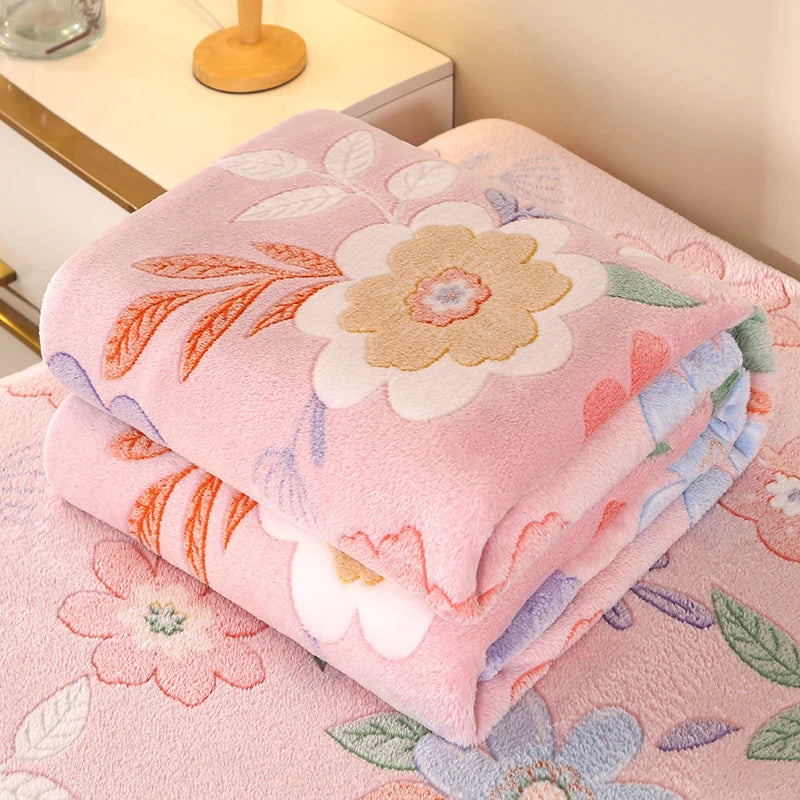 1Pc Blanket Floral Style Bedspread Fleece Blanket Plaid Travel Shawl Sofa Nap Blankets Home Bedsheet Manta