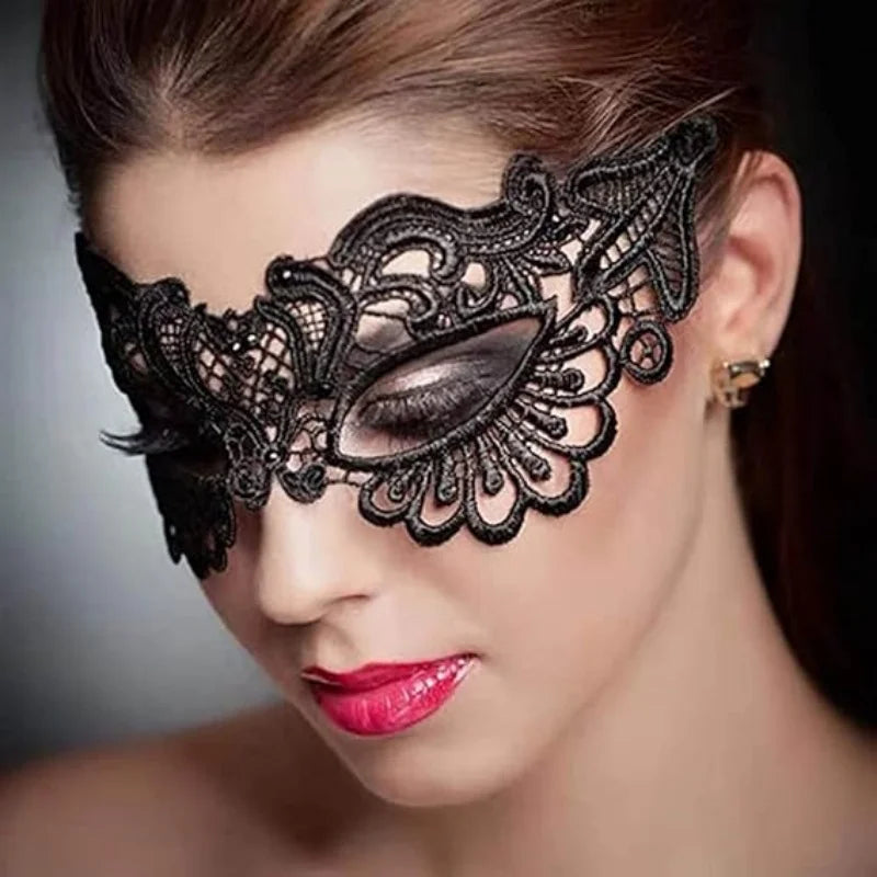 Masque loup en dentelle pour bal masqué et Halloween