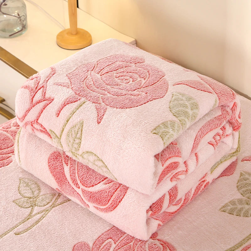 1Pc Blanket Floral Style Bedspread Fleece Blanket Plaid Travel Shawl Sofa Nap Blankets Home Bedsheet Manta