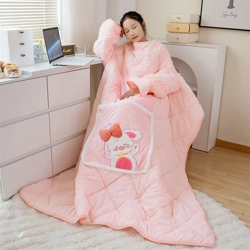 Wearable Blanket Cozy Fleece Warm Wrap Throw with Arms - Sherpa Blanket Hoodie as Gifts for Mom Women, Cozy Sweatshirt Blanket