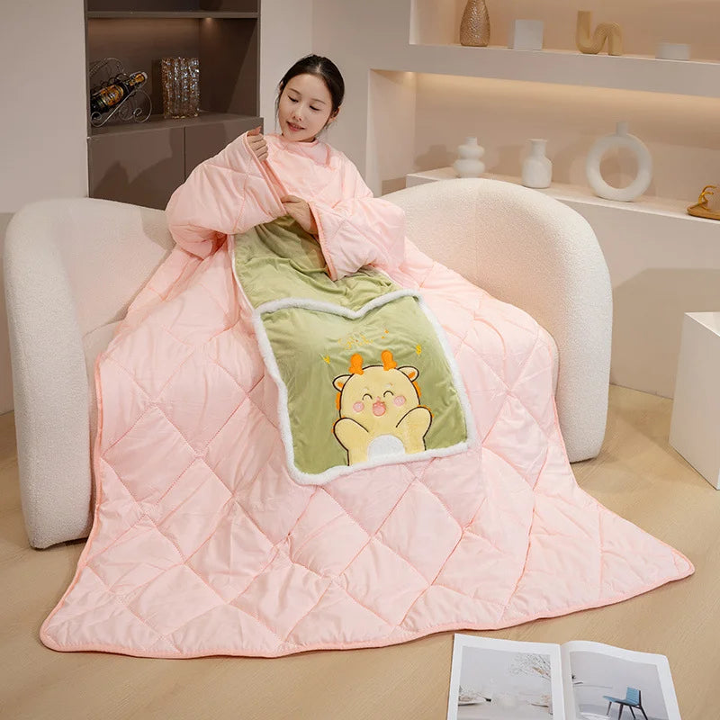Wearable Blanket Cozy Fleece Warm Wrap Throw with Arms - Sherpa Blanket Hoodie as Gifts for Mom Women, Cozy Sweatshirt Blanket