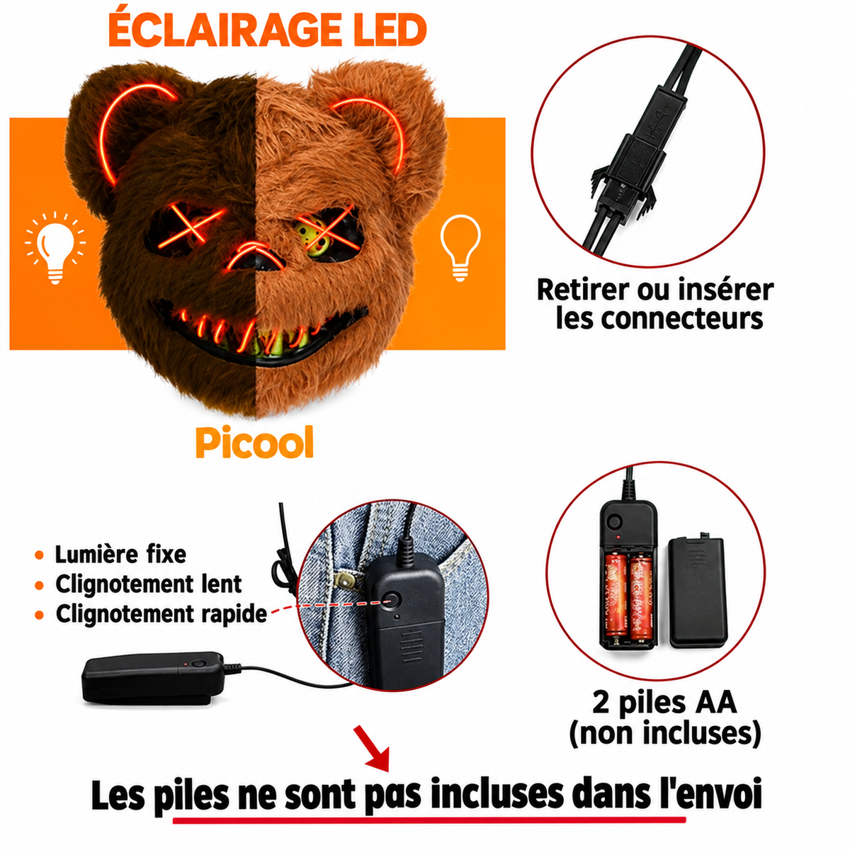 Masque LED Lumineux Halloween