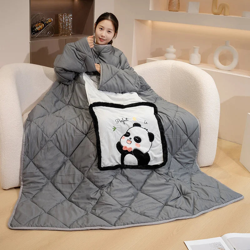 Wearable Blanket Cozy Fleece Warm Wrap Throw with Arms - Sherpa Blanket Hoodie as Gifts for Mom Women, Cozy Sweatshirt Blanket