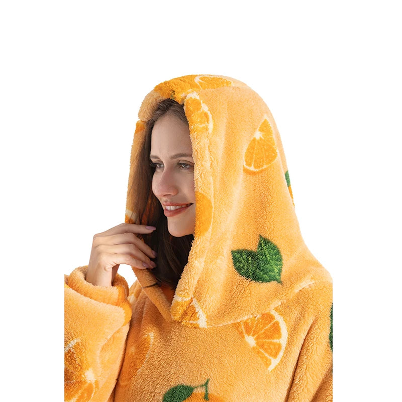 Winter Plush Blankets Wearable Soft Warm Oversized Blanket Hoodie Long Cute Men Women Sherpa Fleece Adult Blanket with Sleeves