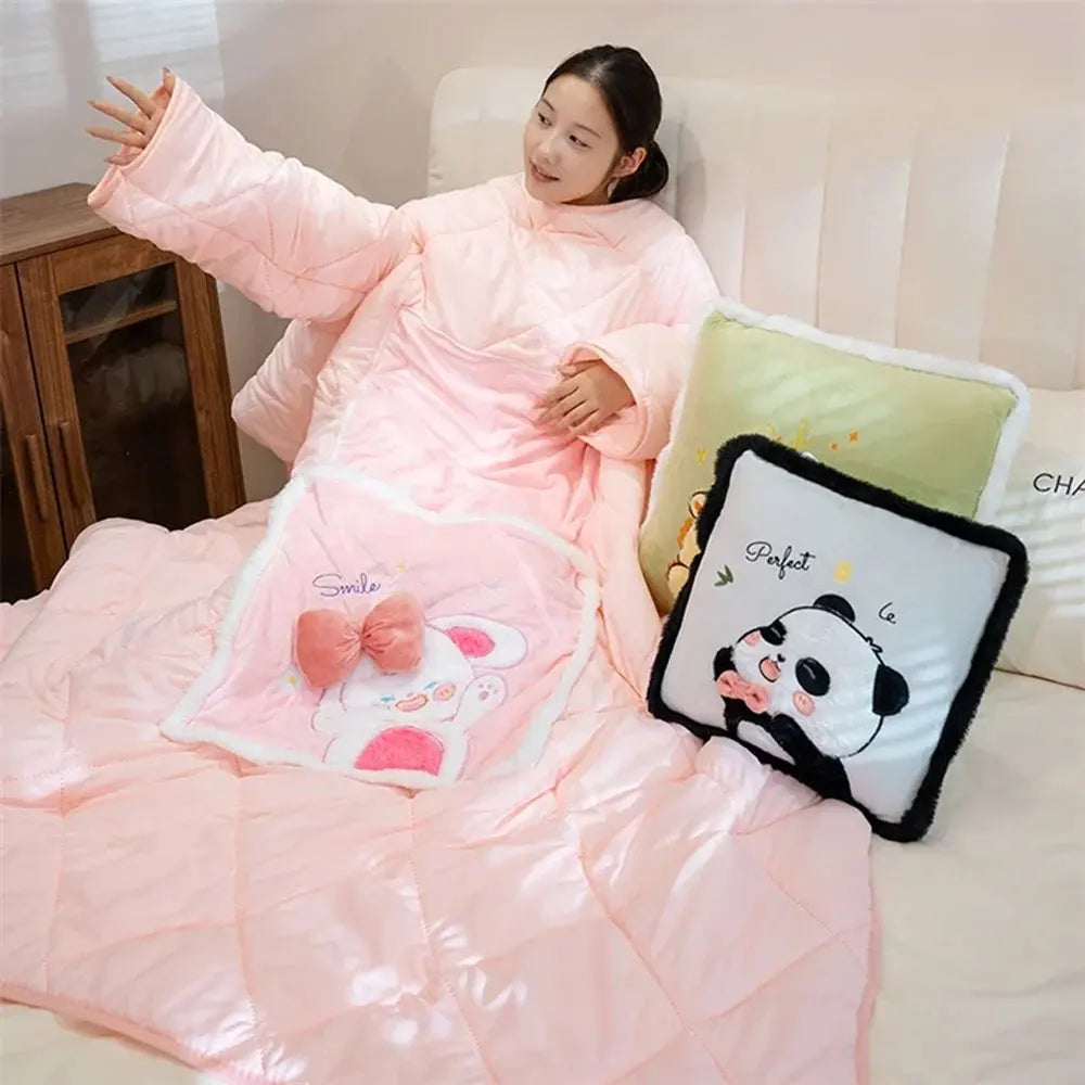 Wearable Blanket Cozy Fleece Warm Wrap Throw with Arms - Sherpa Blanket Hoodie as Gifts for Mom Women, Cozy Sweatshirt Blanket