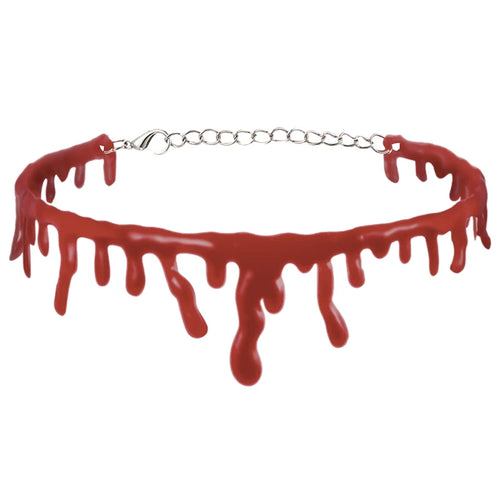 Halloween Dripping Blood Necklace Horror Vampire Bloody Choker for Halloween Decoration Cosplay Costume Party Accessories