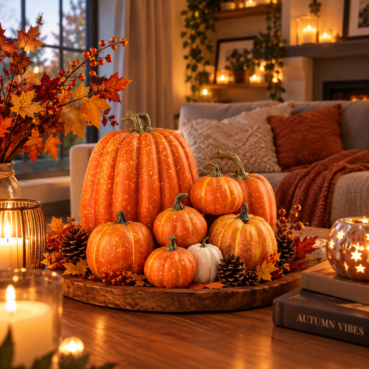 Lot de 7 Citrouilles Décoratives Halloween – Décoration Maison & Table 🎃
