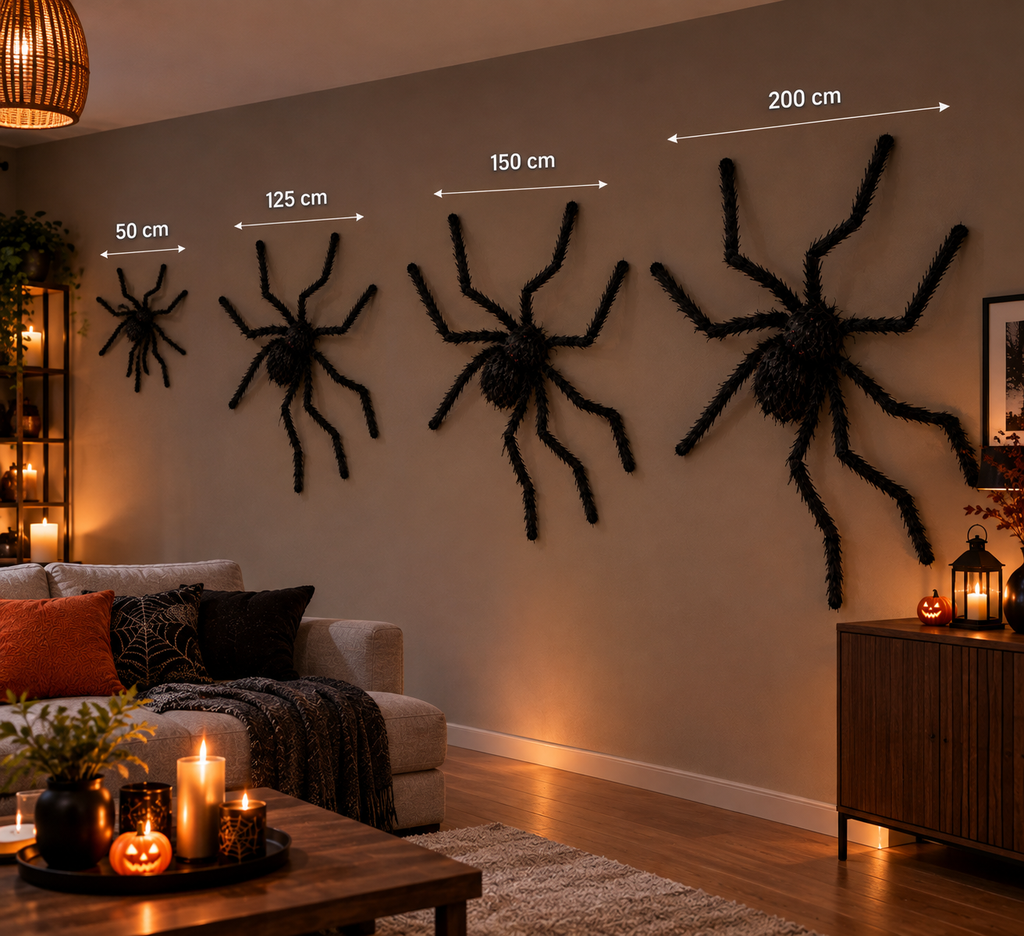 Araignée géante noire en peluche, décoration Halloween