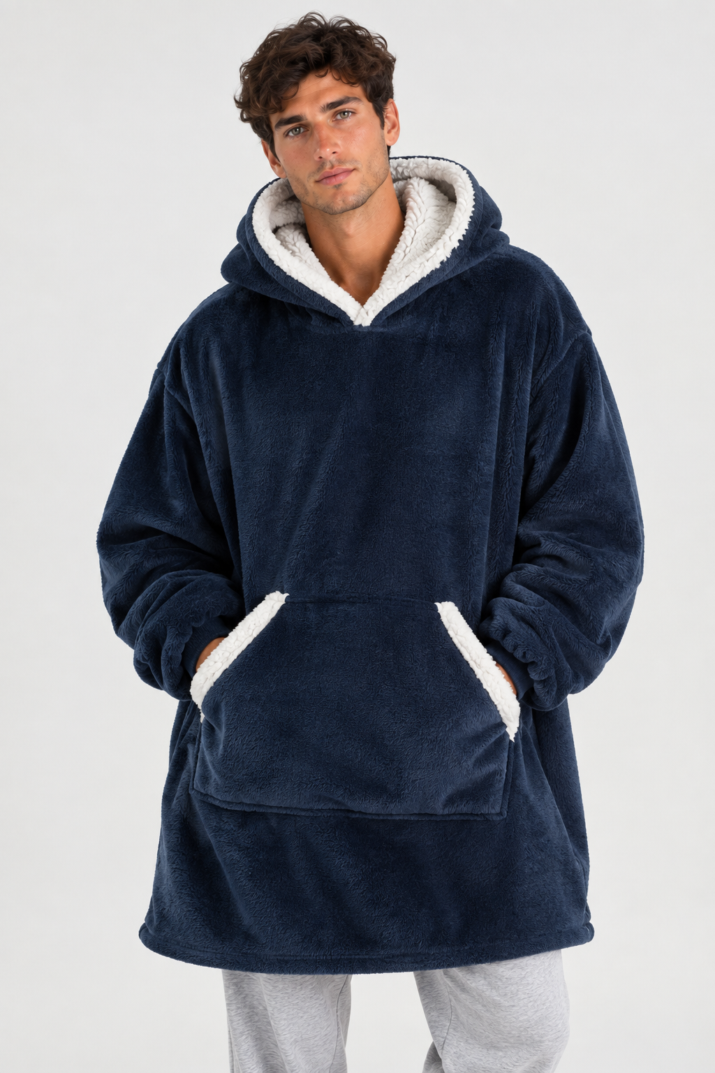 Couverture Sherpa Oversize à Capuche — Flanelle Douce