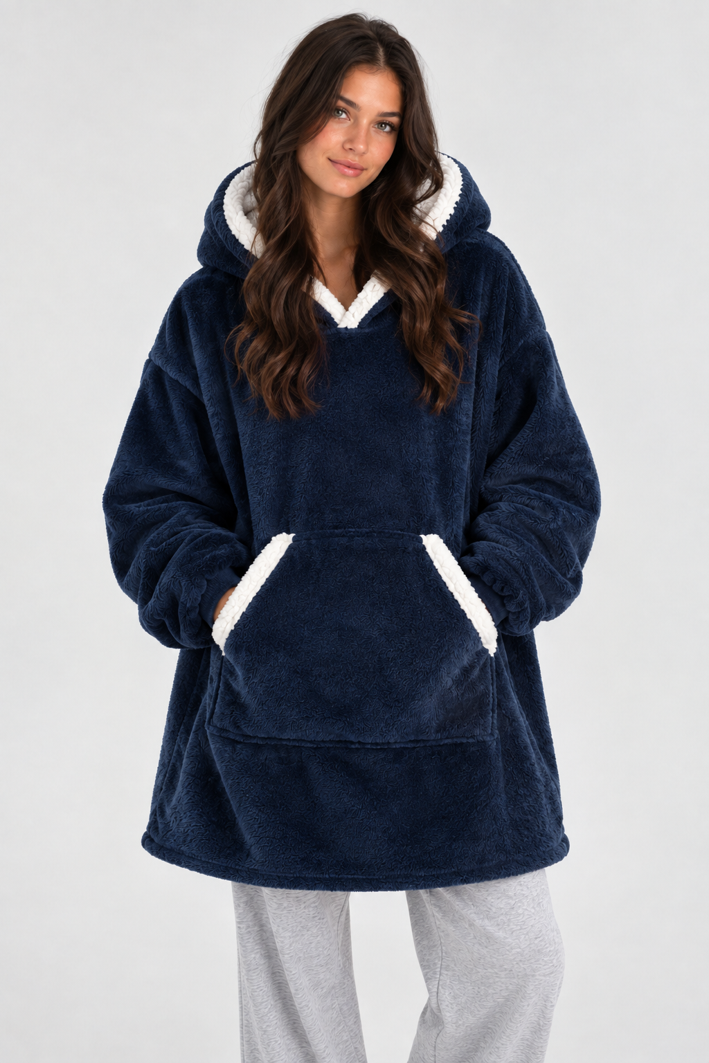 Couverture Sherpa Oversize à Capuche — Flanelle Douce