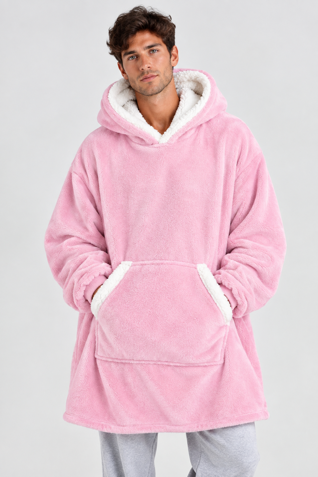 Couverture Sherpa Oversize à Capuche — Flanelle Douce