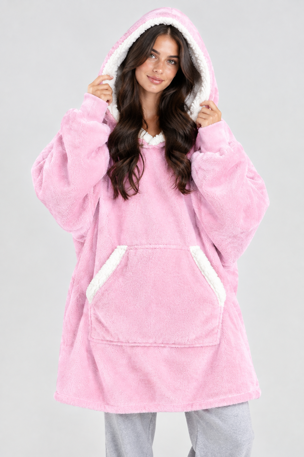 Couverture Sherpa Oversize à Capuche — Flanelle Douce