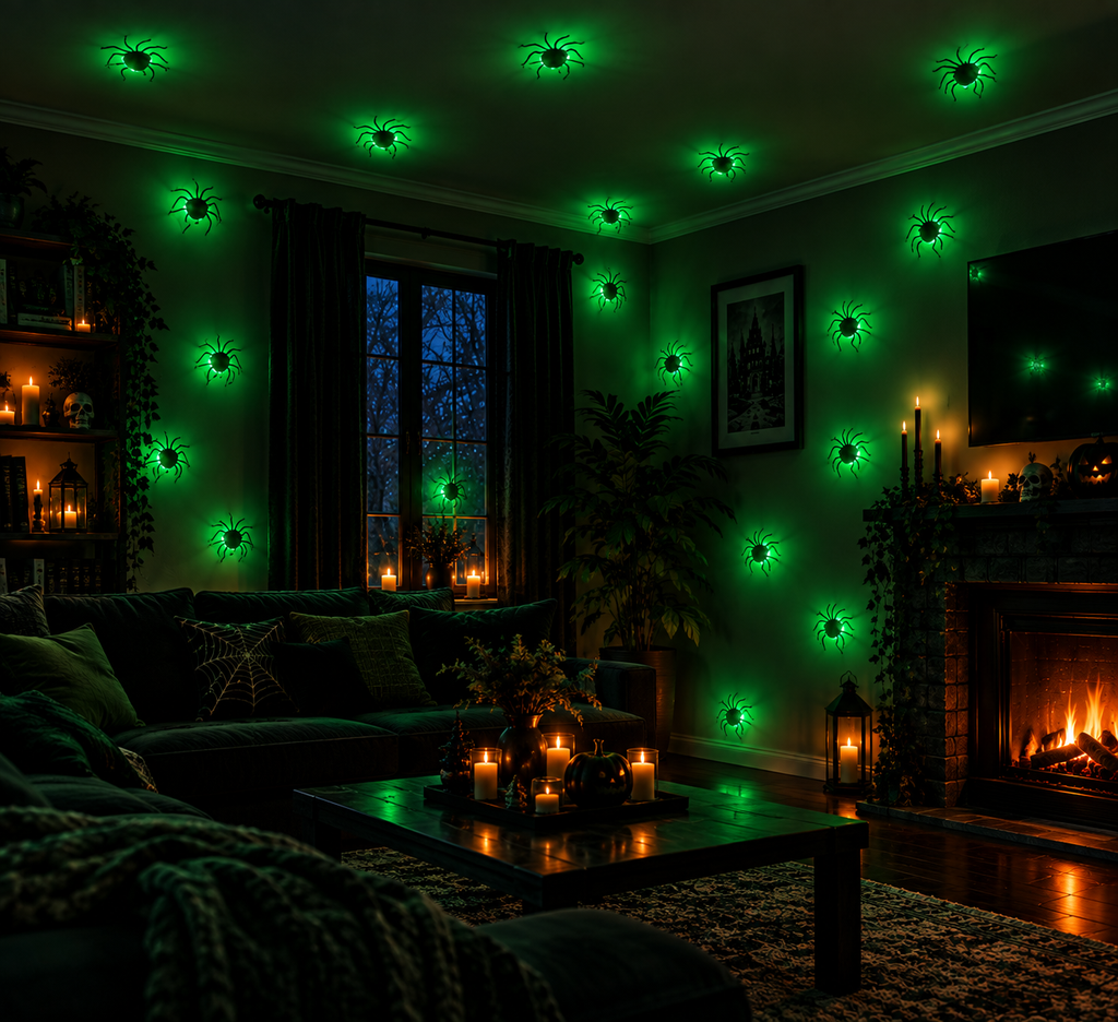 Stickers LED 3D chauves-souris et araignées Halloween