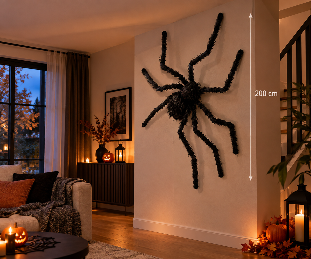 Araignée géante noire en peluche, décoration Halloween