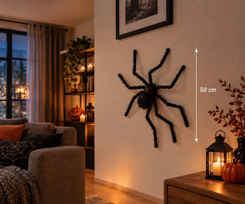 Araignée géante noire en peluche, décoration Halloween