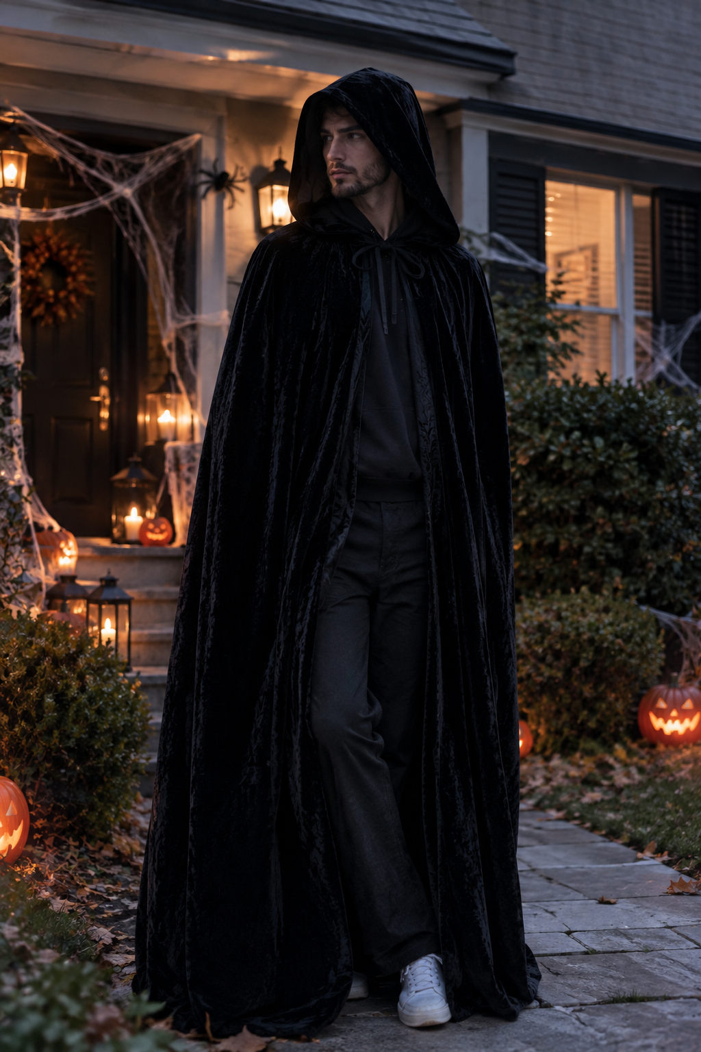 Cape à capuche en velours Halloween