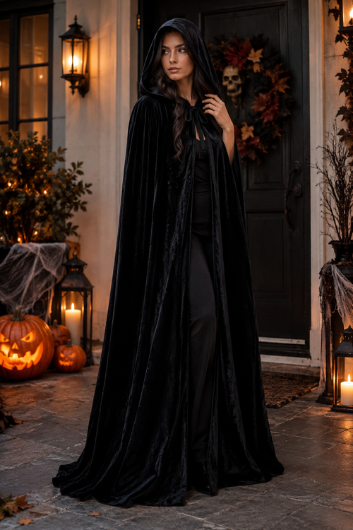 Cape à capuche en velours Halloween