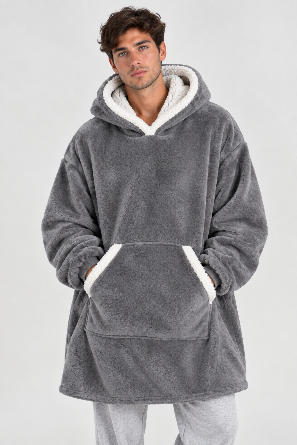 Couverture Sherpa Oversize à Capuche — Flanelle Douce