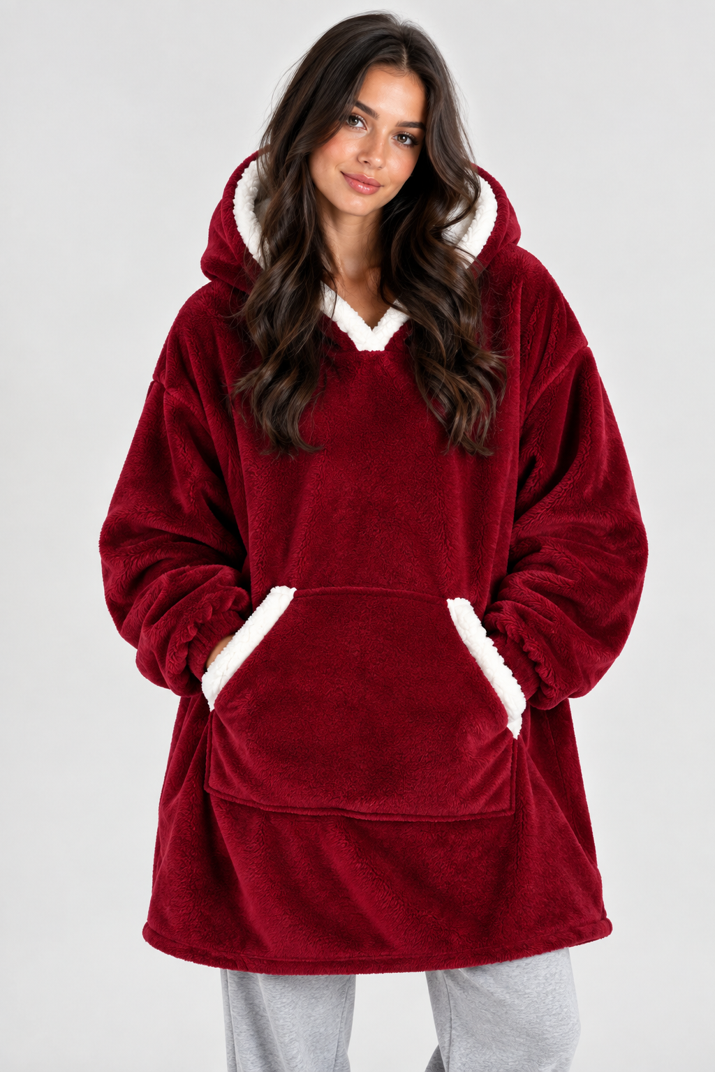 Couverture Sherpa Oversize à Capuche — Flanelle Douce