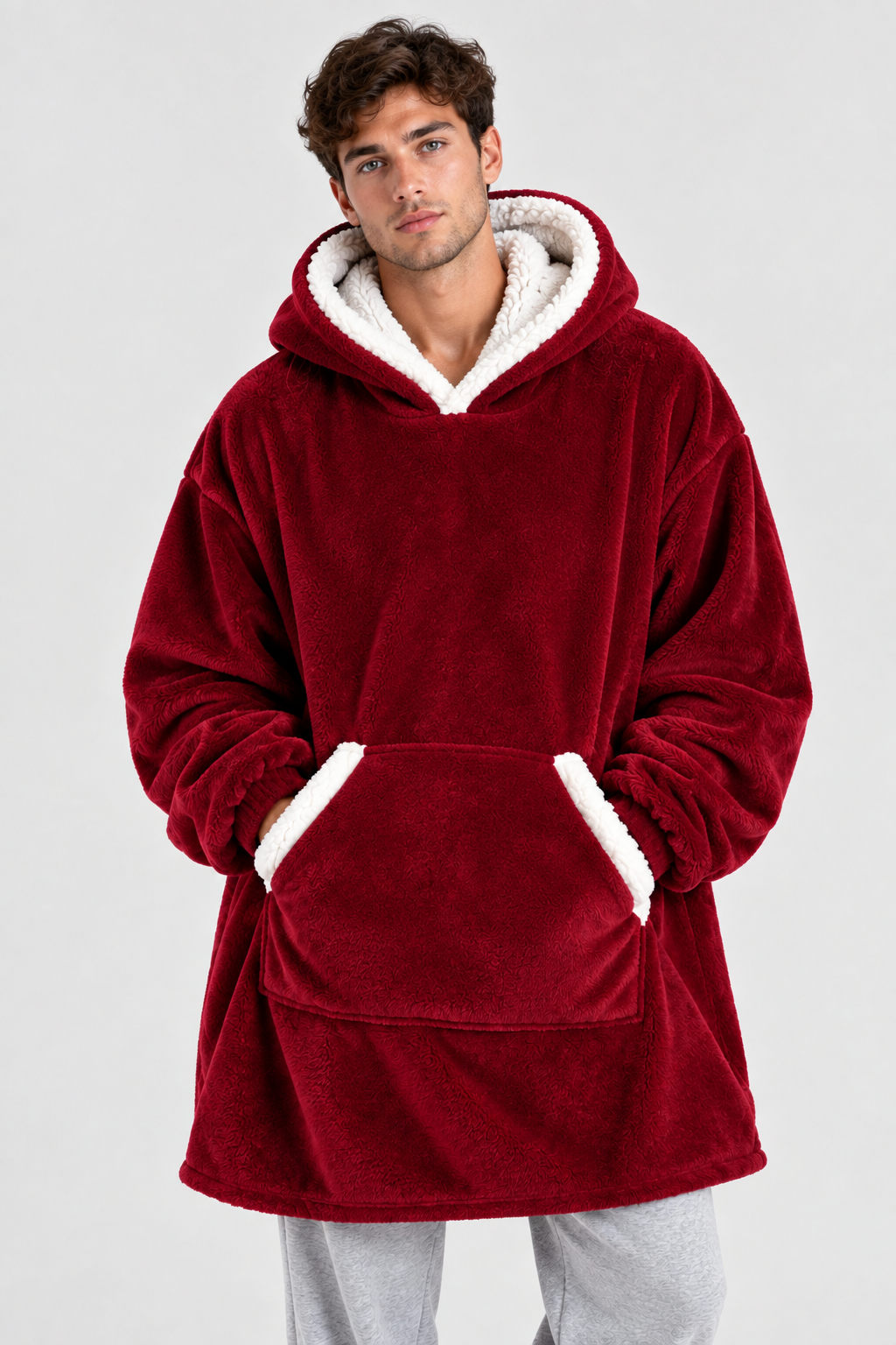 Couverture Sherpa Oversize à Capuche — Flanelle Douce