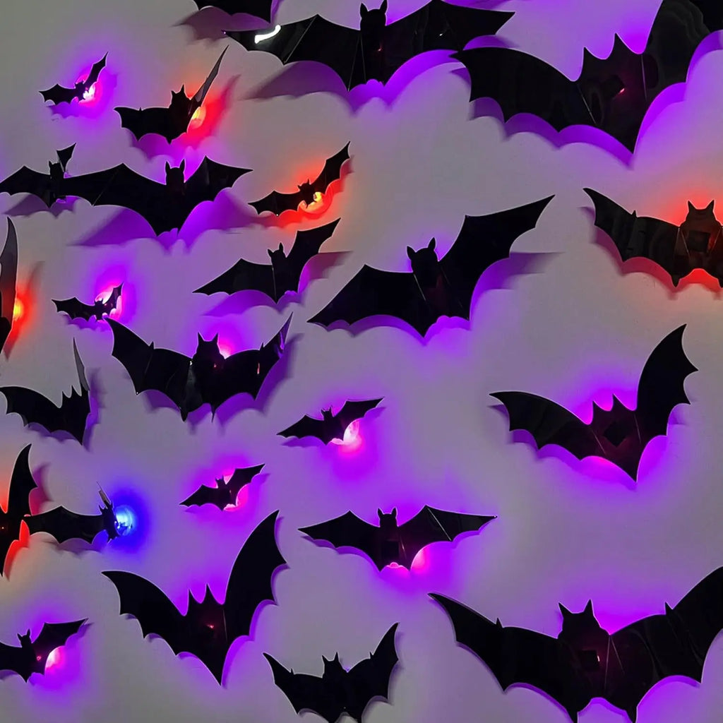 Stickers LED 3D chauves-souris et araignées Halloween