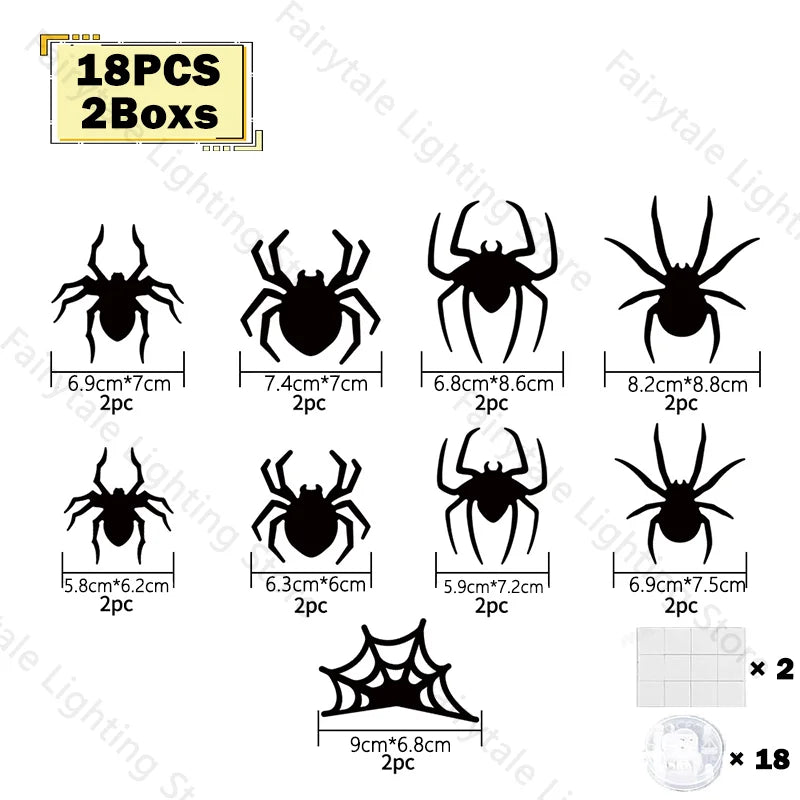 Stickers LED 3D chauves-souris et araignées Halloween