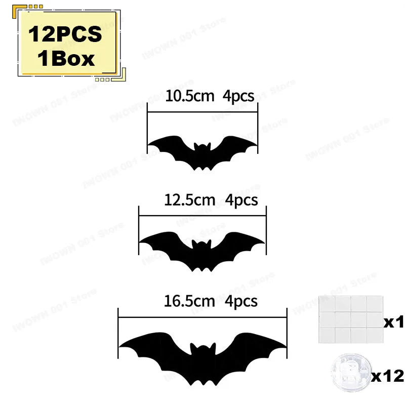 Stickers LED 3D chauves-souris et araignées Halloween