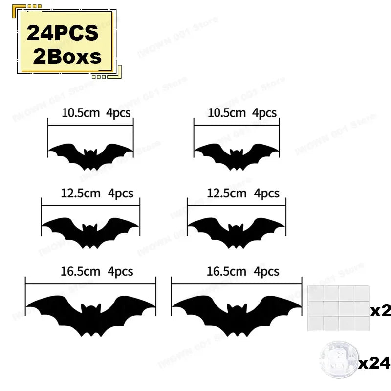 Stickers LED 3D chauves-souris et araignées Halloween