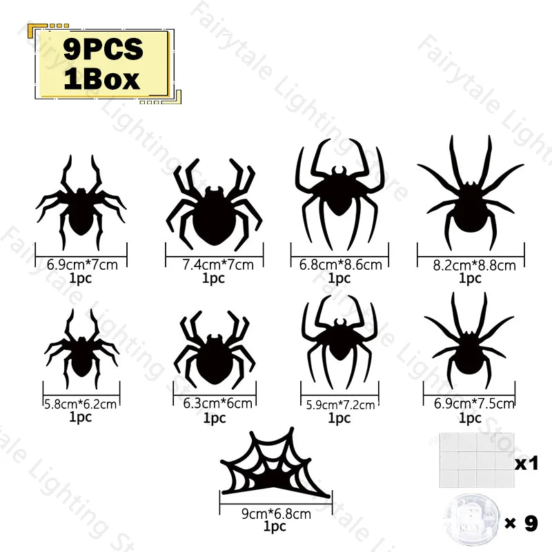 Stickers LED 3D chauves-souris et araignées Halloween