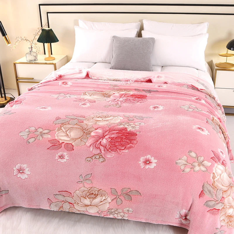 1Pc Blanket Floral Style Bedspread Fleece Blanket Plaid Travel Shawl Sofa Nap Blankets Home Bedsheet Manta