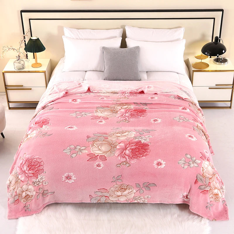 1Pc Blanket Floral Style Bedspread Fleece Blanket Plaid Travel Shawl Sofa Nap Blankets Home Bedsheet Manta