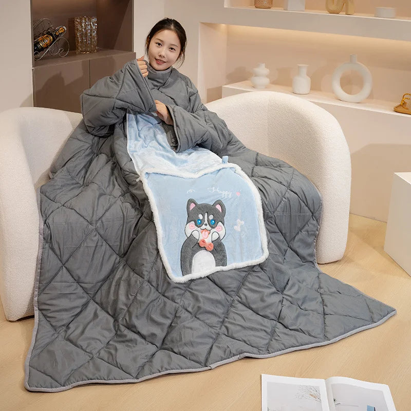 Wearable Blanket Cozy Fleece Warm Wrap Throw with Arms - Sherpa Blanket Hoodie as Gifts for Mom Women, Cozy Sweatshirt Blanket