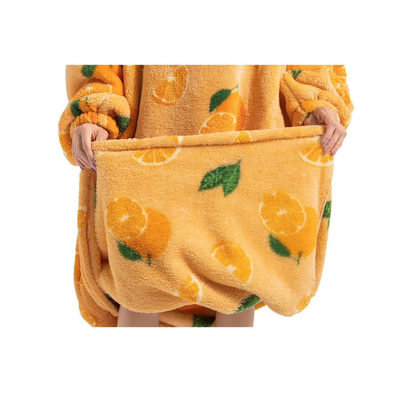 Winter Plush Blankets Wearable Soft Warm Oversized Blanket Hoodie Long Cute Men Women Sherpa Fleece Adult Blanket with Sleeves